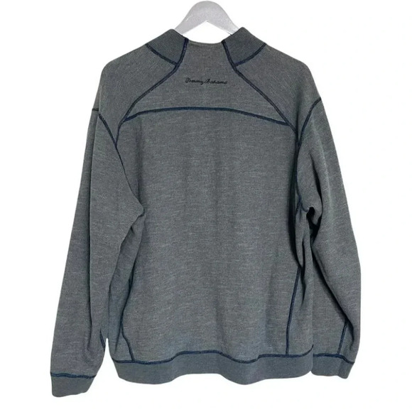 Tommy Bahama Flipshot XL/XXL gray/black reversible 1/4‎ zip mock neck sweatshirt - Picture 6 of 8